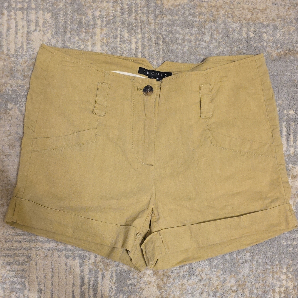 Theory Women's Tan Linen Shorts
